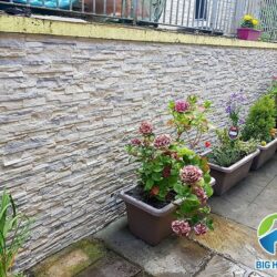 Thi công đá ghép trắng xám