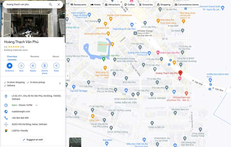 Bản đồ Hoàng Thạch Văn Phú trên Google Maps